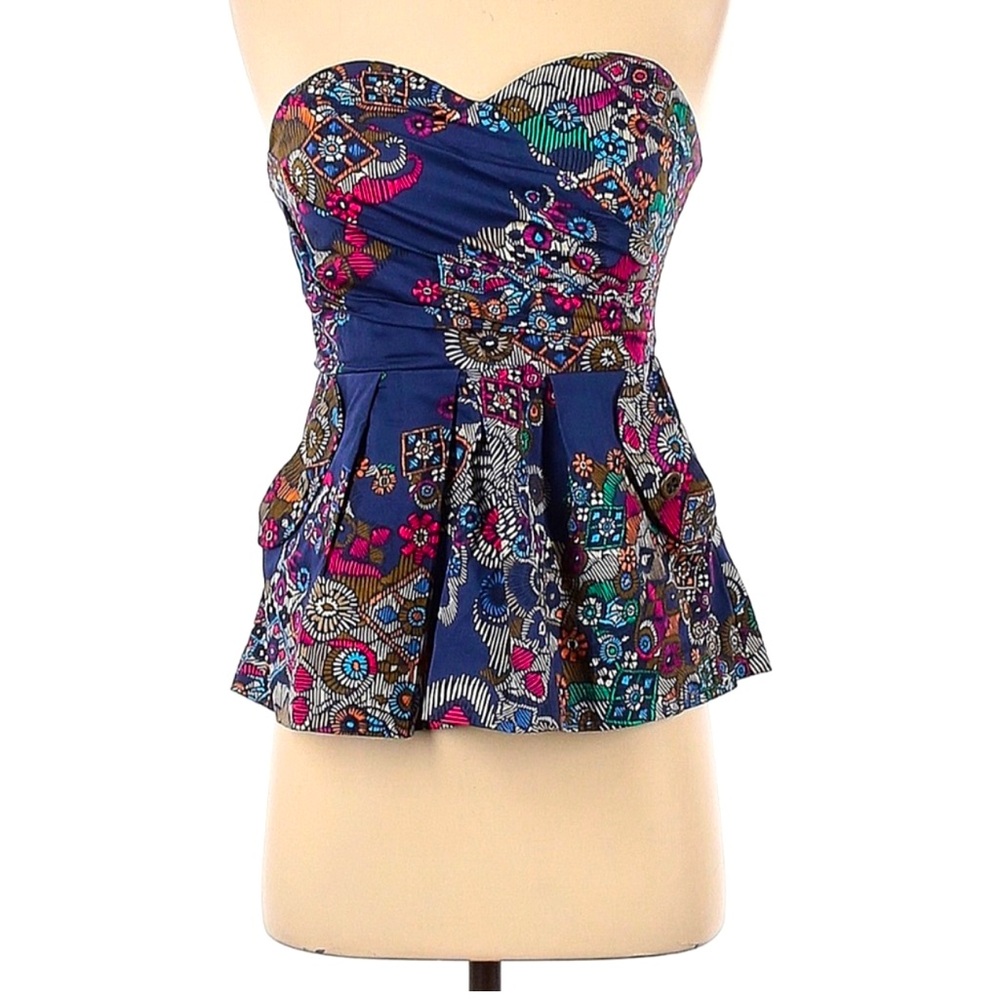 Fei Anthropologie Primula Corset Pleated Strapless Top w Pockets!